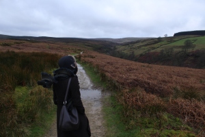 Walking on the moors by the Parsonage - as you can see from my scarf, there was a wuthering wind!